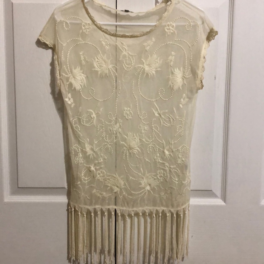 sheer and fringe top